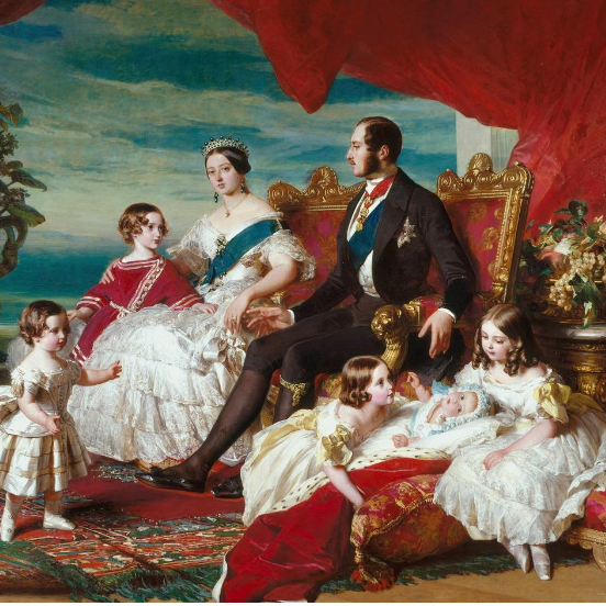 Family portrait of Queen Victoria, Prince Albert, and several children