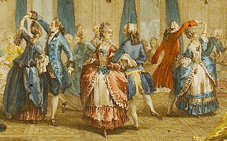 Eighteenth-century painting of  four couples dancing